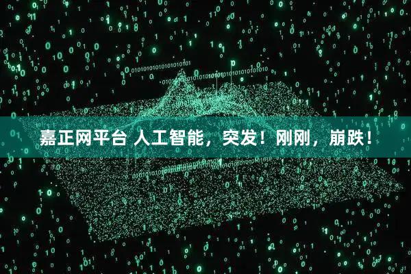 嘉正网平台 人工智能，突发！刚刚，崩跌！